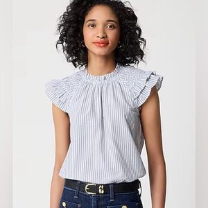 J. Crew Striped Flutter Sleeve Top